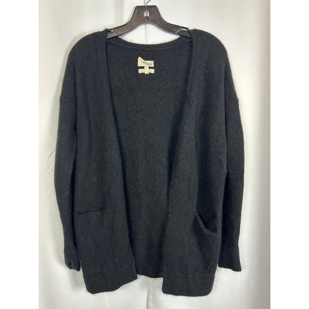 Wilfred Free Aritzia Black Open Front Cardigan Italian Yarn Minimalist Medium